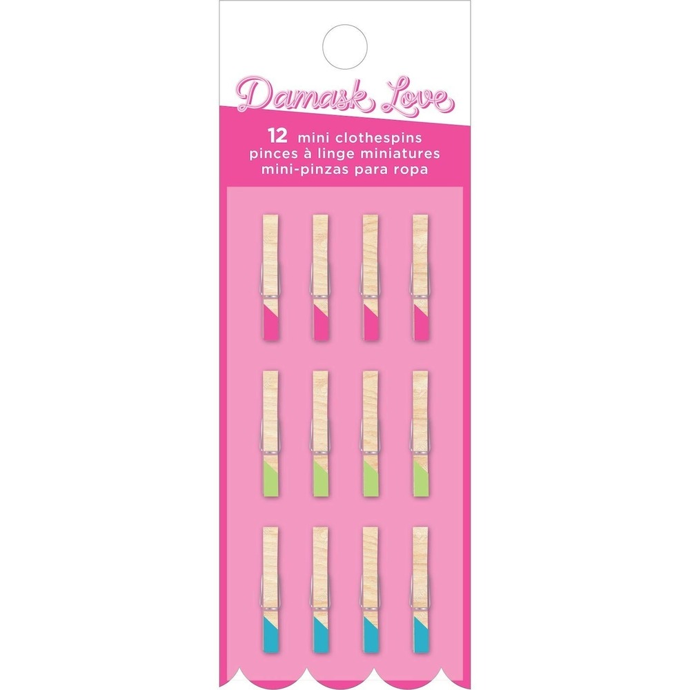 American Crafts Mini Clothespins Unisex OS Multi New Damask Love 12-Pack 355281